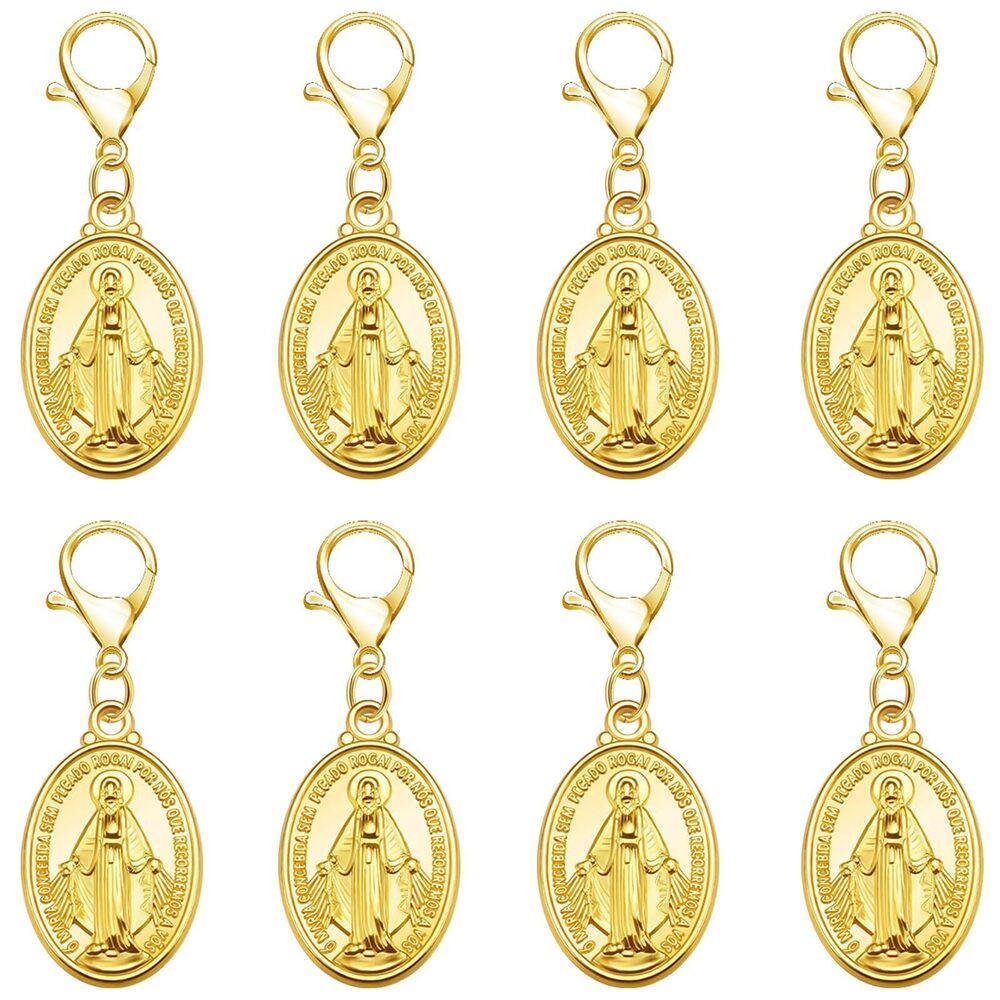 5554 50Pcs Alloy Gold Medalla Milagrosa Catholic Charm Lobster Clasp Virgin